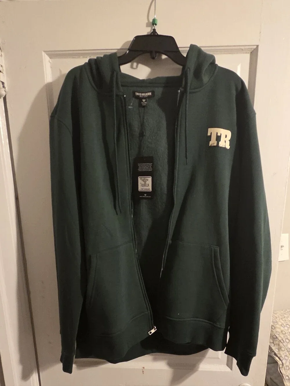 True Religion Dark Green Zip-Up Hoodie with TR Patch